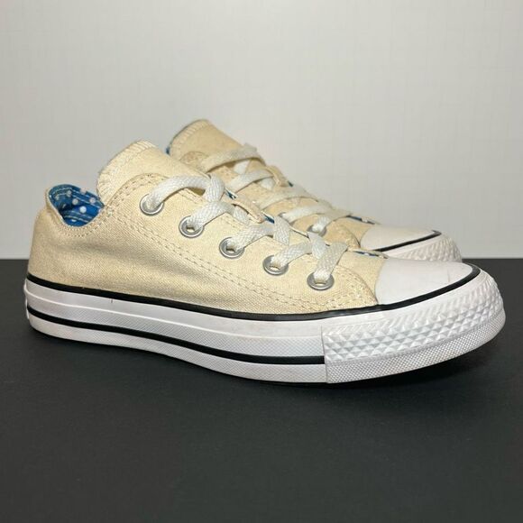 Womens CONVERSE Chuck Taylor All Star Ox Double Tongue Cream Sneakers / Size 5 - Picture 1 of 8